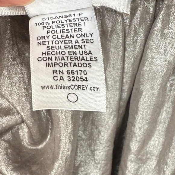 Corey Lynn Calter Shiny Stretch Metallic Silver Pewter A-Line Skirt w pockets- S - Picture 3 of 10